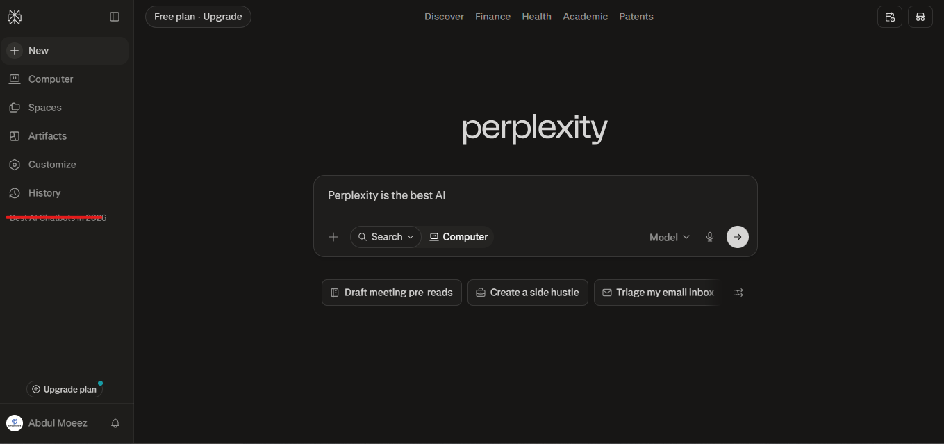 Perplexity AI use